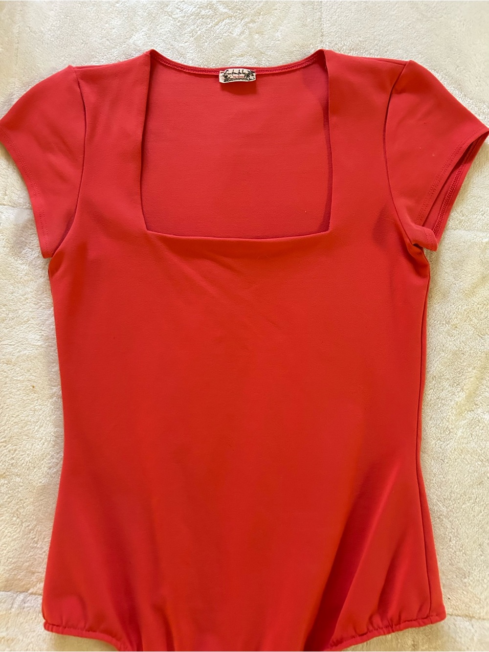 Free People Red Square Neck Bodysuit